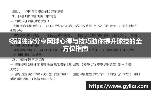 杨强独家分享网球心得与技巧助你提升球技的全方位指南
